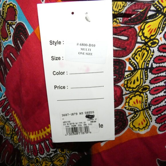NWT Jessica Taylor Multicolor Rayon Sleeveless Tank Dress Handkerchief One Size - Picture 2 of 7
